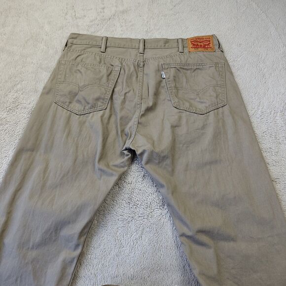 Levi's 505 Jeans 38x32 Khaki Brown Slim Straight 100% Cotton Utility Workwear - Picture 6 of 12